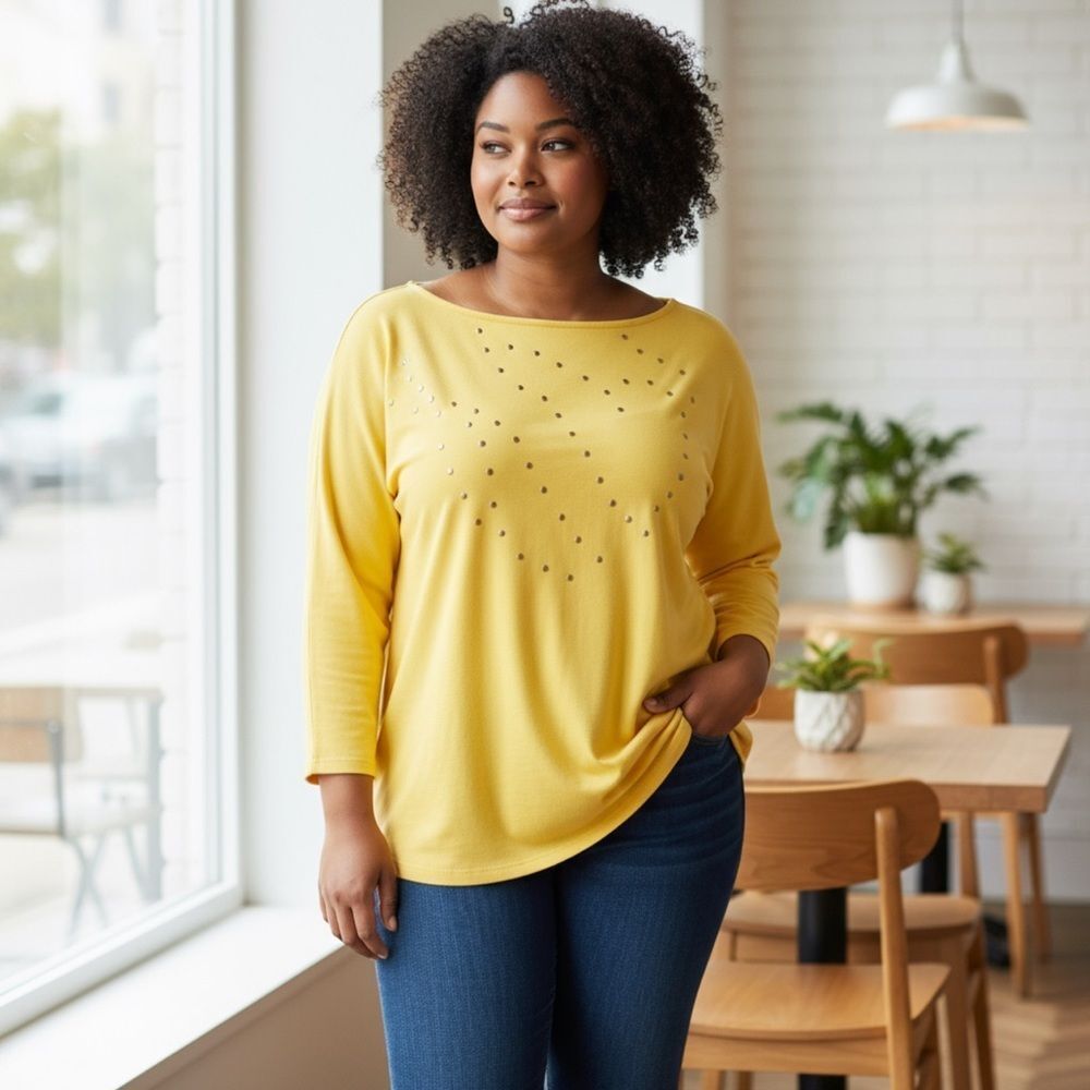 Slim Factor by Investment Tunic Length Blouse with Flare Sleeves